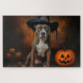 American Staffordshire Pompoenen Halloween Scary Legpuzzel (Horizontaal)