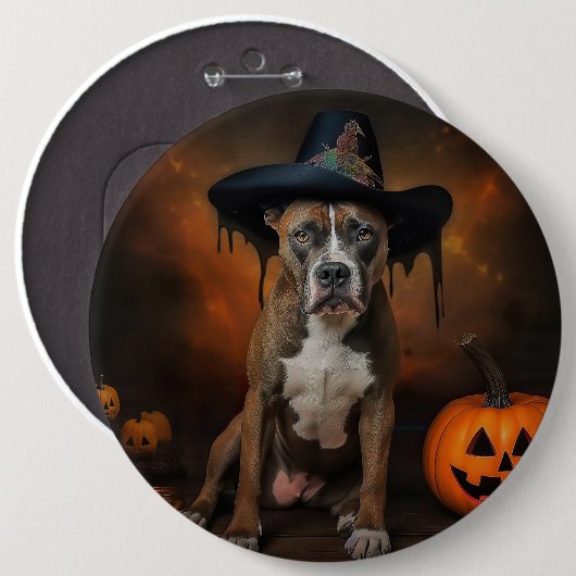 American Staffordshire Pompoenen Halloween Scary Ronde Button 6,0 Cm (Voorkant /achterkant)