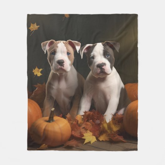 American Staffordshire Puppy Herfst Verrukking Fleece Deken (Voorkant)