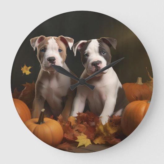 American Staffordshire Puppy Herfst Verrukking Grote Klok (Voorkant)