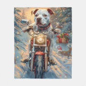 American Staffordshire Riding Motorcycle Kerstmis Fleece Deken (Voorkant)