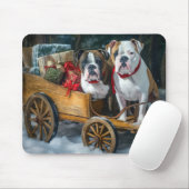 American Staffordshire Sneeuwslee Kerstmis Muismat (Met muis)