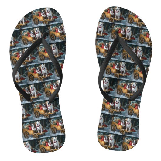 American Staffordshire Sneeuwslee Kerstmis Teenslippers (Voetbed)