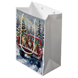 American Staffordshire Terrier Kerst Rode Truck Medium Cadeauzakje