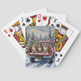 American Staffordshire Terrier Kerst Rode Truck Pokerkaarten