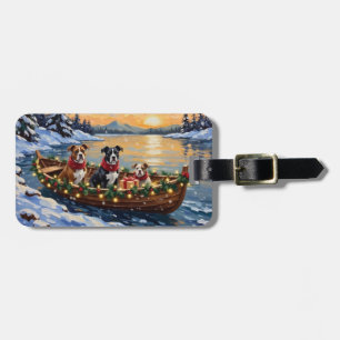 American Staffordshire Terrier Kerstboot Bagagelabel
