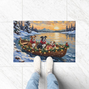 American Staffordshire Terrier Kerstboot Deurmat