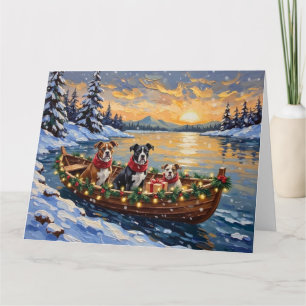 American Staffordshire Terrier Kerstboot Kaart