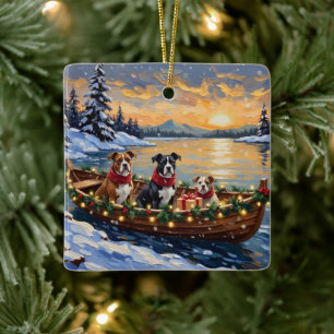 American Staffordshire Terrier Kerstboot Keramisch Ornament