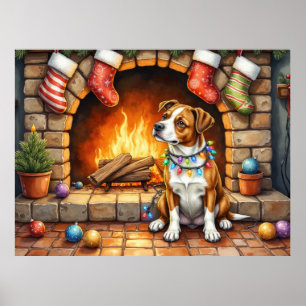American Staffordshire Terrier Kerstlichtjes Poster