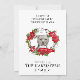 American Staffordshire Terrier Kerstmis Wreath Feestdagenkaart