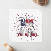 American Stars and Stripes Happy 4th van juli Notitiekaartje (Voorkant / Achterkant in situ)