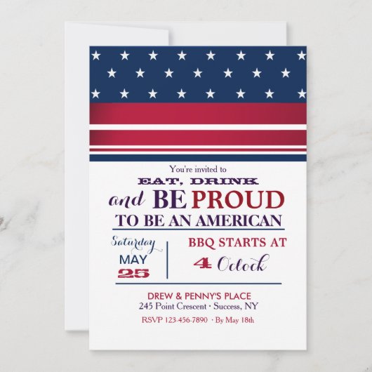 American Stars Invitation Kaart (Voorkant)