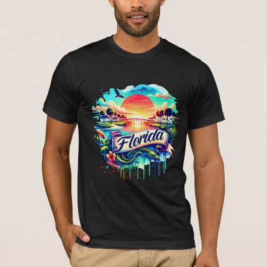 American State Map T-Shirts - Florida USA map (Devant)