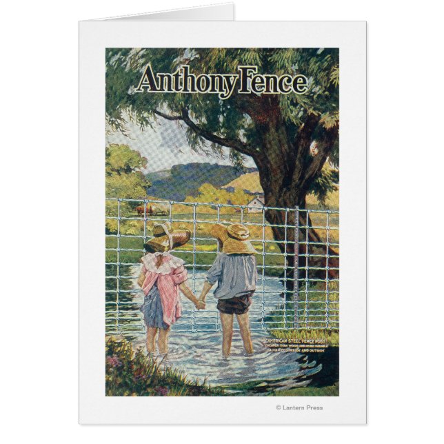 American Steel & Wire Co Fence Pond and Kids (Devant)