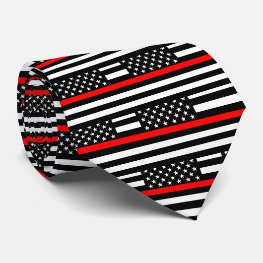 American Thin Red Line Grafisch Decor op een Stropdas (Opgerold)