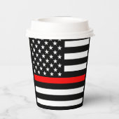 American Thin Red Line Grafisch Decor Papieren Bekers (Achterkant)
