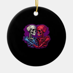 American Traditional Skeleton Holding Hands Tattoo Keramisch Ornament