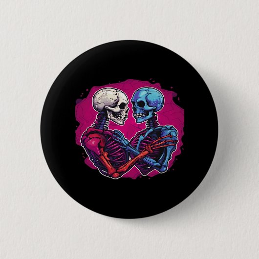 American Traditional Skeleton Holding Hands Tattoo Ronde Button 5,7 Cm (Voorkant)