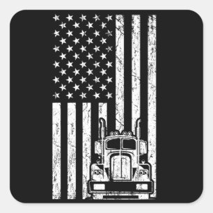 AMERICAN TRUCK FLAG Trucker Big Rig Truck Vierkante Sticker