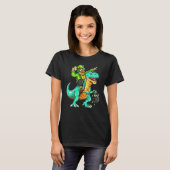 American USA Irish Flag St Patricks Day And T-Rex T-shirt (Voorkant volledig)