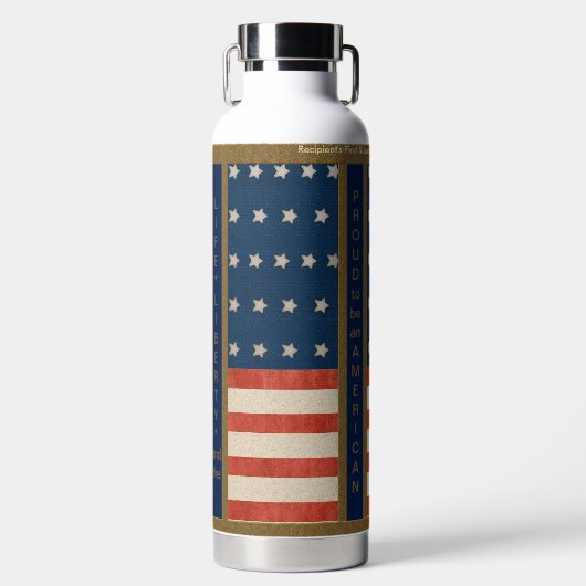 American Values, Pride en USA Flag - Gepersonalise Waterfles (Voorkant)