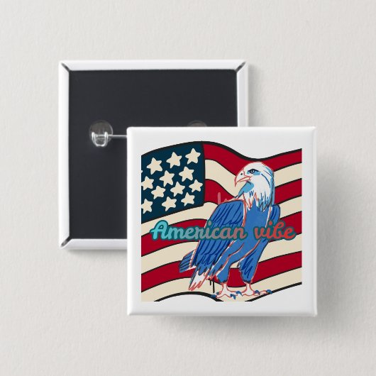 American vibe vierkante button 5,1 cm (Voorkant /achterkant)
