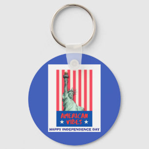 "American Vibes" Statue Liberty Red Stripes Custom Sleutelhanger
