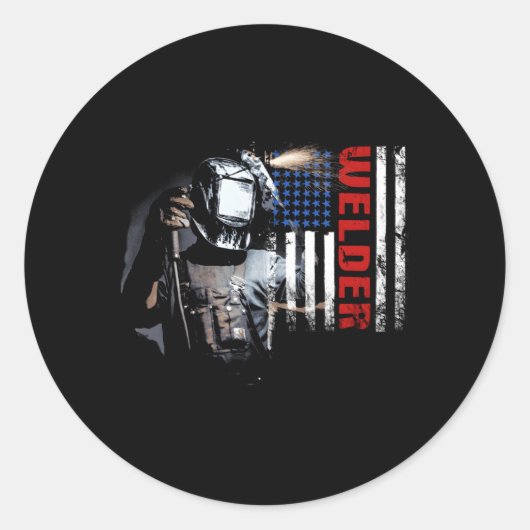 American Welder Welder American Flag Proud Welding Ronde Sticker (Voorkant)