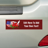 American Welsh Flags Map Bumpersticker (Op auto)