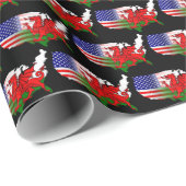 American Welsh Flags Map Cadeaupapier (Rol Hoek)