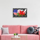 American Welsh Flags Map Canvas Afdruk (Insitu (Woonkamer))