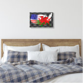 American Welsh Flags Map Canvas Afdruk (Insitu (Slaapkamer))