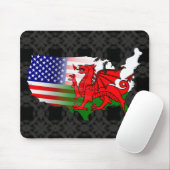 American Welsh Flags Map Mousemat Muismat (Met muis)