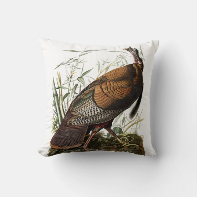 American Wild Turkey Pillow, James Audubon-kussen Kussen (Voorkant)