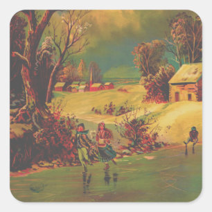 American Winter Life  Vierkante Sticker