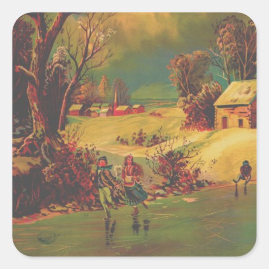 American Winter Life  Vierkante Sticker (Voorkant)