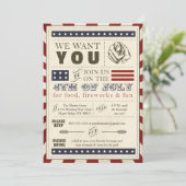 Americana 4 juli feestuitnodiging Kaart (Staand voorkant)
