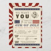Americana 4 juli feestuitnodiging Kaart (Voorkant / Achterkant)