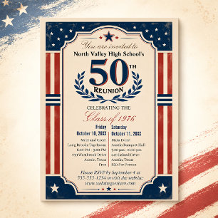 Americana 50e klasreünie Rood Wit & Blauw Briefkaart