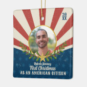 Americana Eerste Kerstmis Amerikaans Burgerschap G Keramisch Ornament (Links)