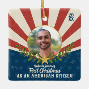 Americana Eerste Kerstmis Amerikaans Burgerschap G Keramisch Ornament