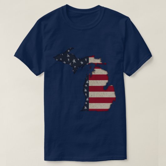 Americana Grunge Michigan | Afbeelding voor en ach T-shirt (Design voorkant)