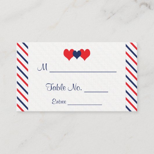 Americana Hearts Mariage Cartes de Place (Devant)