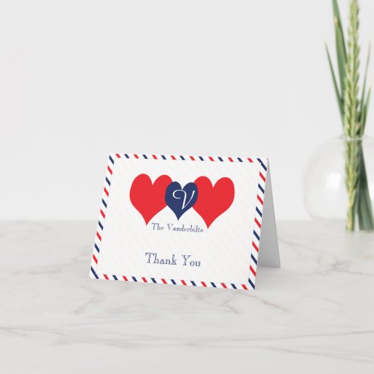 Americana Hearts Weddenschap Bedankkaart (Voorkant)