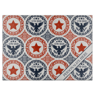 Americana Heritage Eagle Medallion -Navy Red Cream Snijplank