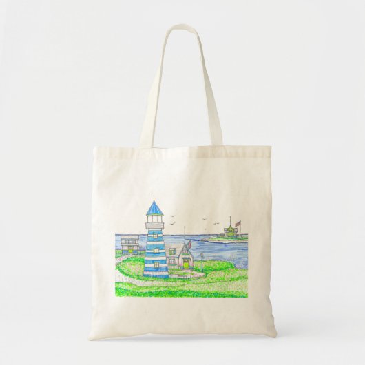 Americana Lighthouse Grocery Canvas tas (Voorkant)