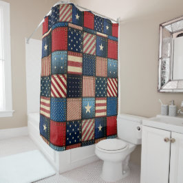 Americana Patchwork Afbeelding Versie 2 Douchegordijn