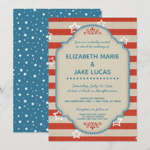Americana Patriotic Wedding Invitation Kaart