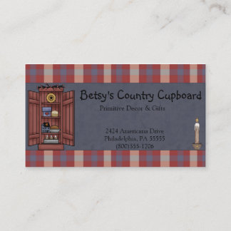Americana Primitive Country Rood, wit, Blauw Plaid Visitekaartje
